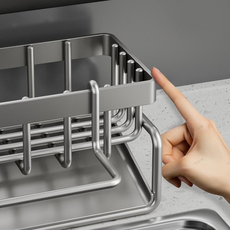 1 Set Sink Drain Rack ABS Plastic Sponge Holder Faucet Storage Soap Drainer Towel Rack Shelf Organizer Kitchen Accessories