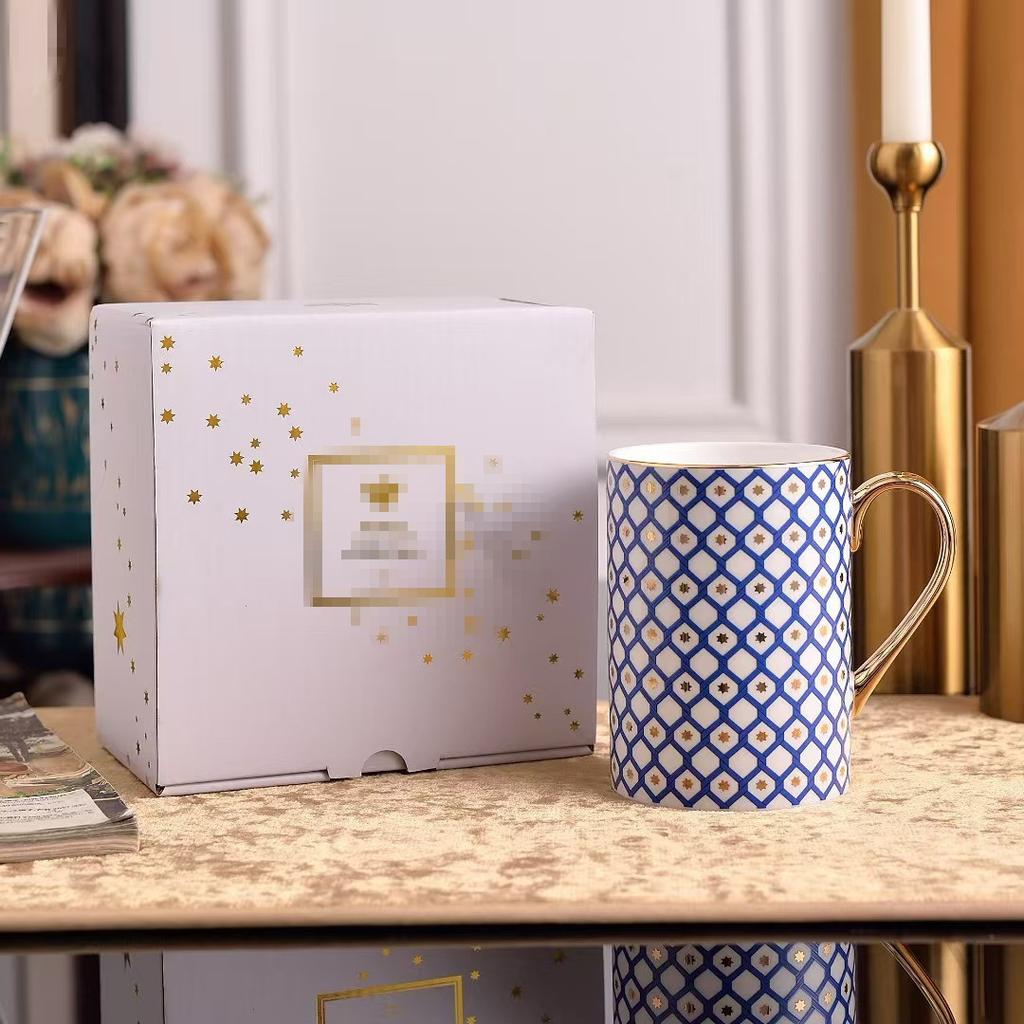 European Palace Style Gilded Bone China Coffee Cup Luxury Office Tea Cup Gift for Friends