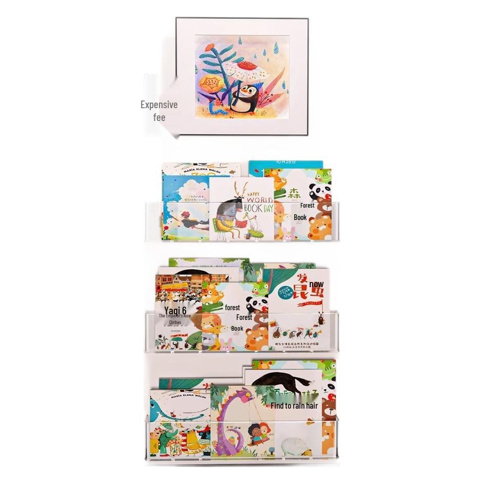 Children's No-Punch Wall-Mounted Bookshelf & Storage Display