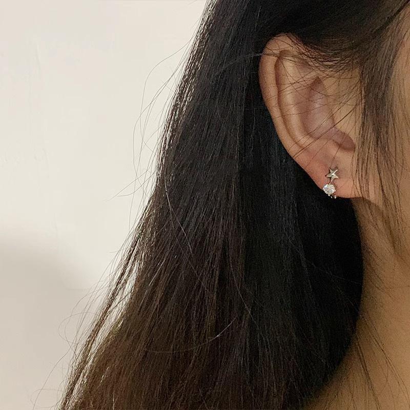 Star Zirconia Mini Earrings Niche Temperament Cold Wind Versatile Ear Bone Ring Elegant Classic Accessories Fashion Daily Jewelry