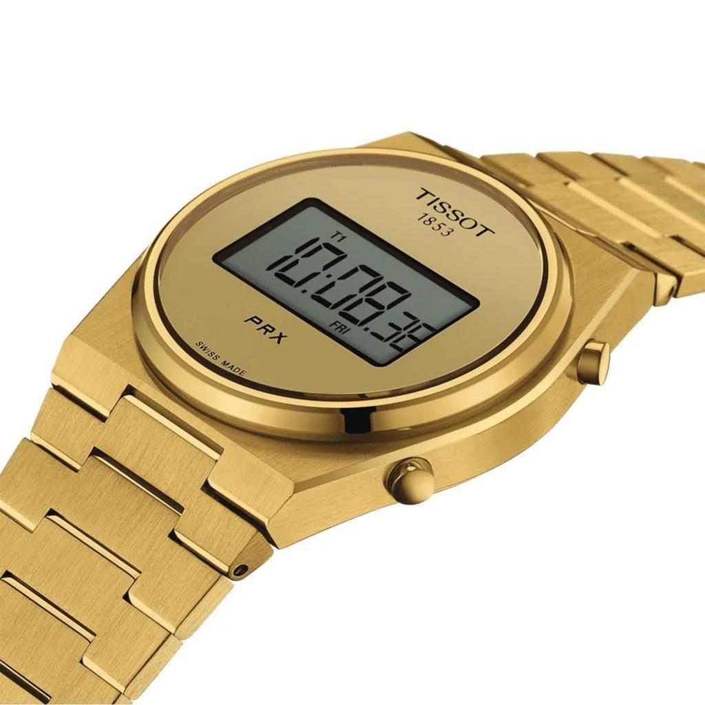 TISSOT PRX Digital Unisex Watch with Gold Dial and Bracelet, Model T1374633302000 [Official Import]