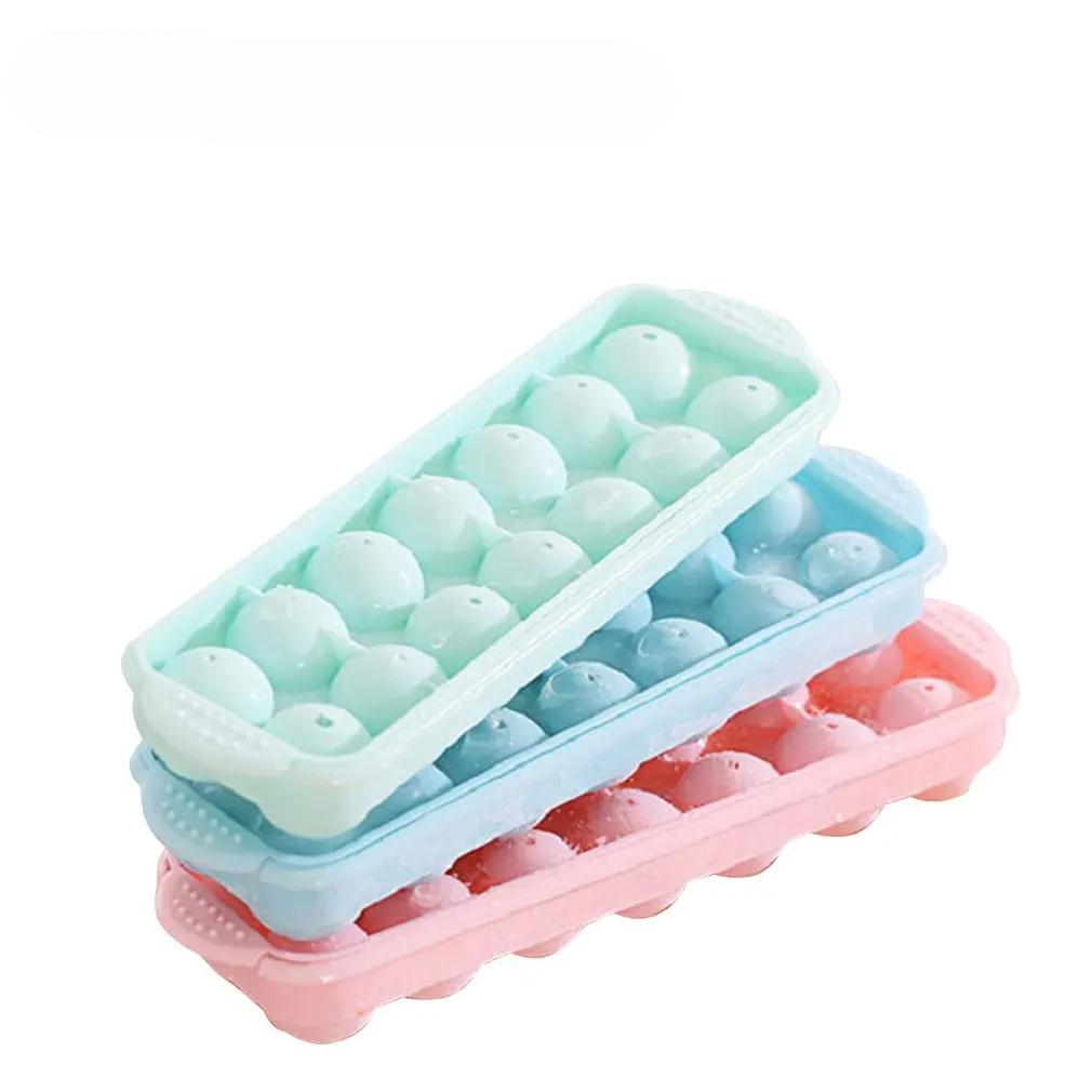 14 Hole Hockey Puck Ice Mold Plastic Tray Hockey Grid Making Box Colorful Random Cube Eco-friendly Silicon Popsicle Mould green