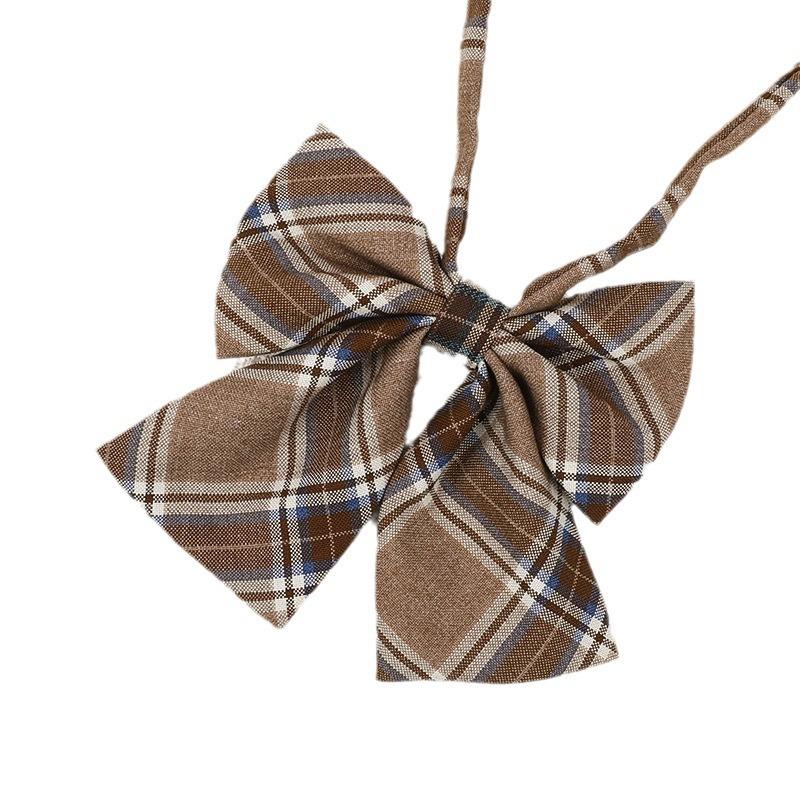 Jk Retro Marrone a Quadri a Strisce Giapponese Caffè Pigro Cravatta Libera Cravatta a Papillon per Celibi Università alla Moda
