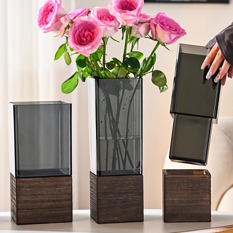 10/12x25/30cm Ornaments Multifunctional Acrylic Vase High-End Square Shape Elegant Home Decor Minimalist 1 Set