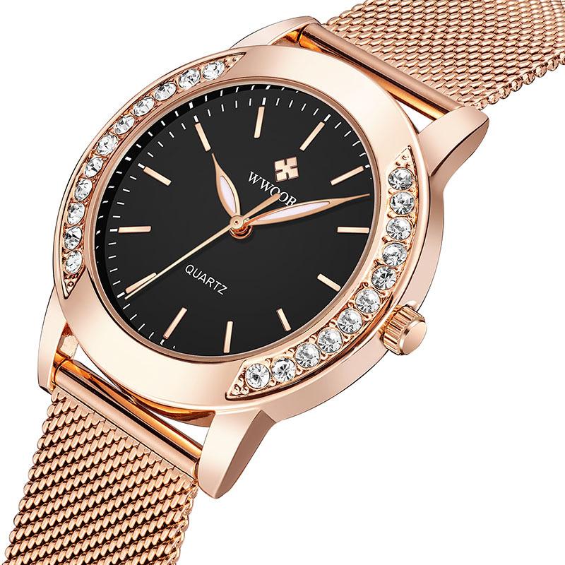WWOOR Women Watch Luxury Diamond Dress Watch For Women Waterproof Ladies Quartz Bracelet Wristwatch Gift