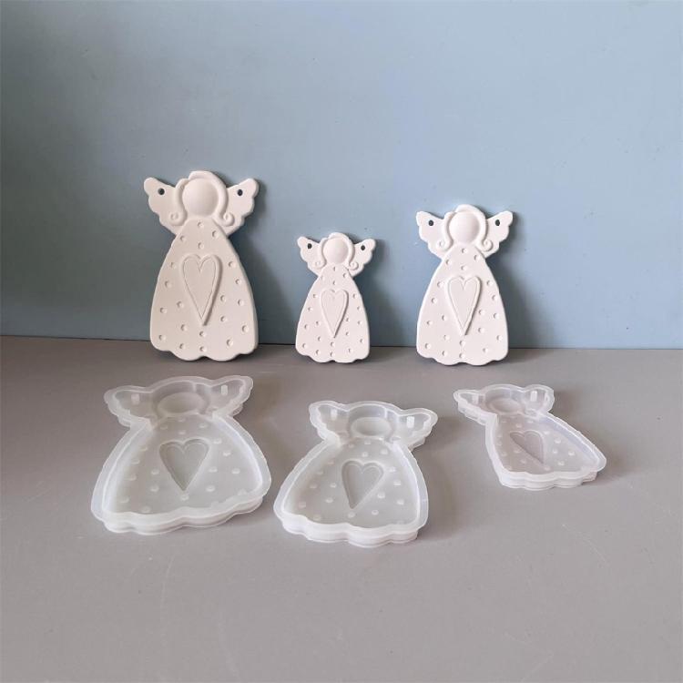 Heat Resistant Silicone Candle Mould With Girl Angelic Embossing for Handmade Gift Party Decoration