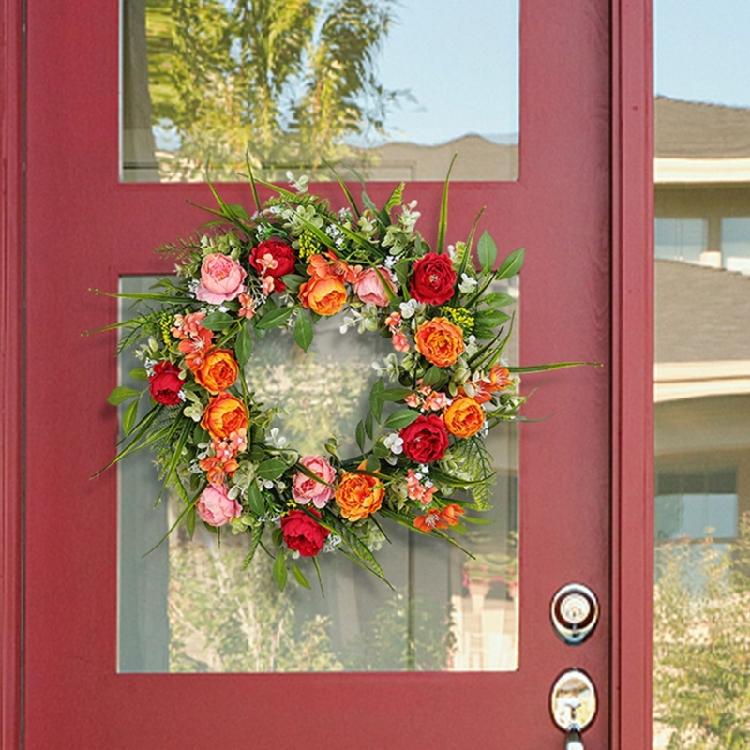 Flower Wreath,Artificial Peony Wreath Spring Wreath Valentine Wreath Gifts
