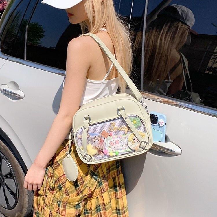 Pu Chiikawa Cartoon Doubles Shoulder Bags Girls Clear Backpack Colors Multi