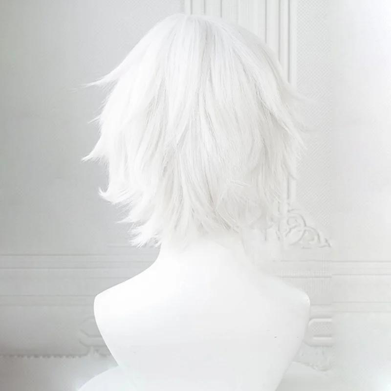 Anime Kaneki Ken Cosplay Wigs Short White Fluffy Wigs Eye Patch Heat Resistant Synthetic Hair Party Role Play