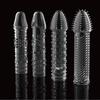 4pcs/set Reusable Condom Crystal Cock Rings Adult Sex Products Penis Sleeves Extension For Men