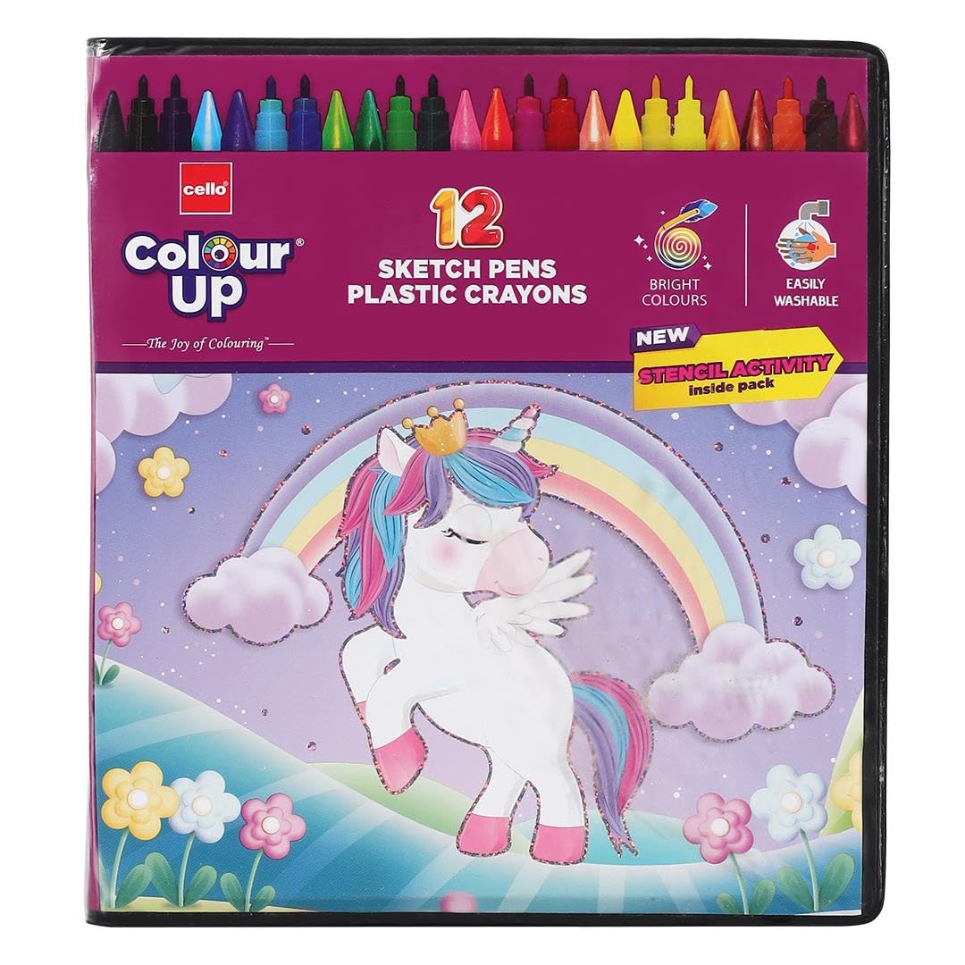 

Cello Colourup Unicorn Мультиколор Набор для раскрашивания для детей с 12 фломастерами, 12 цветными карандашами и набором трафаретов
