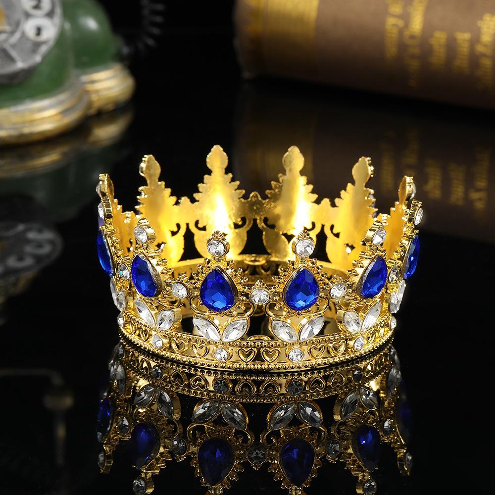 European and American Baroque Full Circle Crown Headwear Rhinestone Alloy Crown Hair Accessory