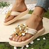 Fashion Summer New Round Head Clip Toe Flower Soft Sole Anti-slip Wear-resistant Flip-flops Women's Fashion Flat Sandals