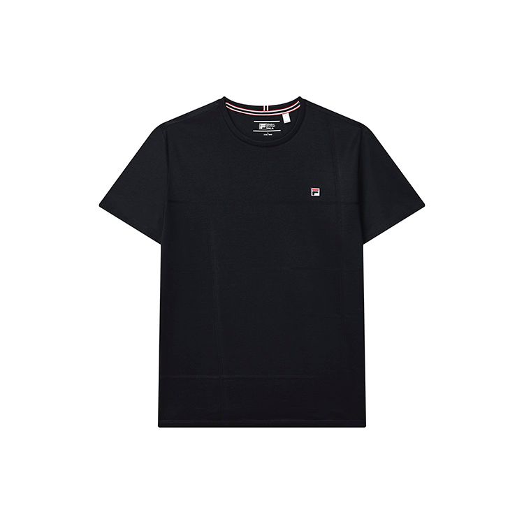 Fila Solid Color Casual Cotton Knit Short Sleeve T-Shirt Men Tops Legendary-Blue F11M231109F-NV