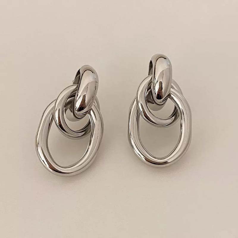 2026 New Trend Metal Twist Hollow Dangle Earrings Exaggerated Gold Color Round Geometric Earrings Zircon Brincos Gift медный