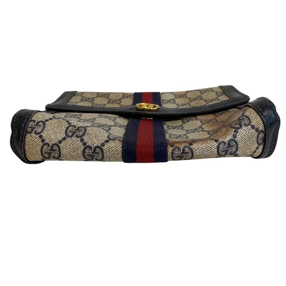 GUCCI Vintage Old Gucci Vanity Cosmetics Pouch Business Bag GG pattern sherry line PVC Clutch bag black PVC Used