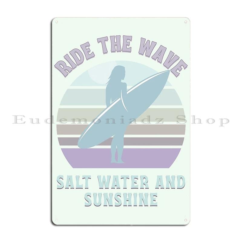 Its surfing Time Hawaii Vintage Ride The Wave Surfboard Ride Metal Wall Mural Plaques Customized Pub Decoration Tin Sign Poster