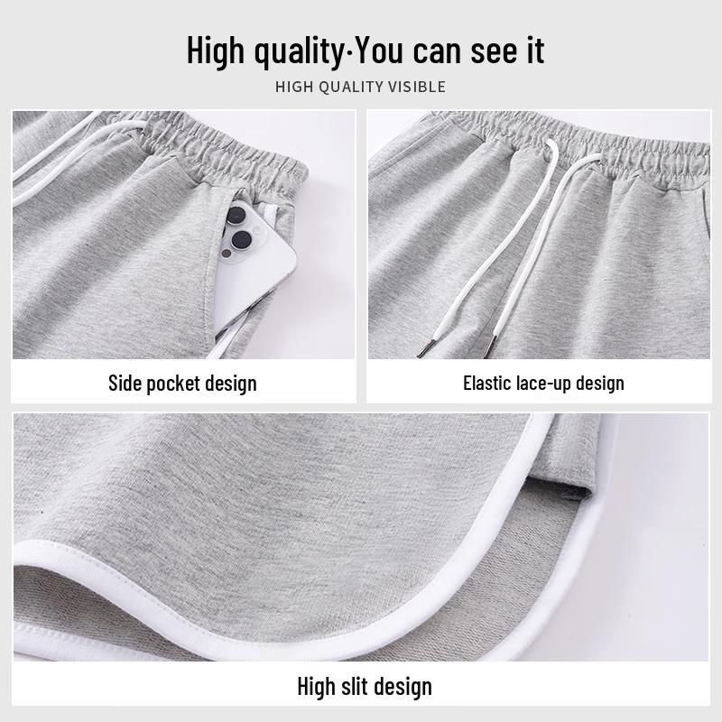 JEANSWEST Women's Contrast Trim High-Waisted Cotton Shorts