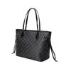(Black) Women Checkered Tote Shoulder Bag Purse Pu Leather Handbag Bag With Inner Pouch