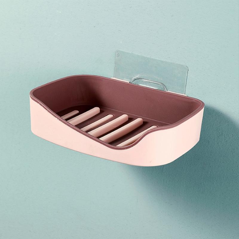 

Wall Mounted Soap Dish With Drain Water Home Self-Adhesive No Punching Bathroom Shelf Supplies Storage Box Solid Soap Box Holder 1pcs
