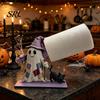 Wooden Roll Paper Stand Halloween Towel Holder, Cute Patchwork Ghost Napkin Stand, Holiday Home Accents Rustic Dispenser for Kitchen Dining