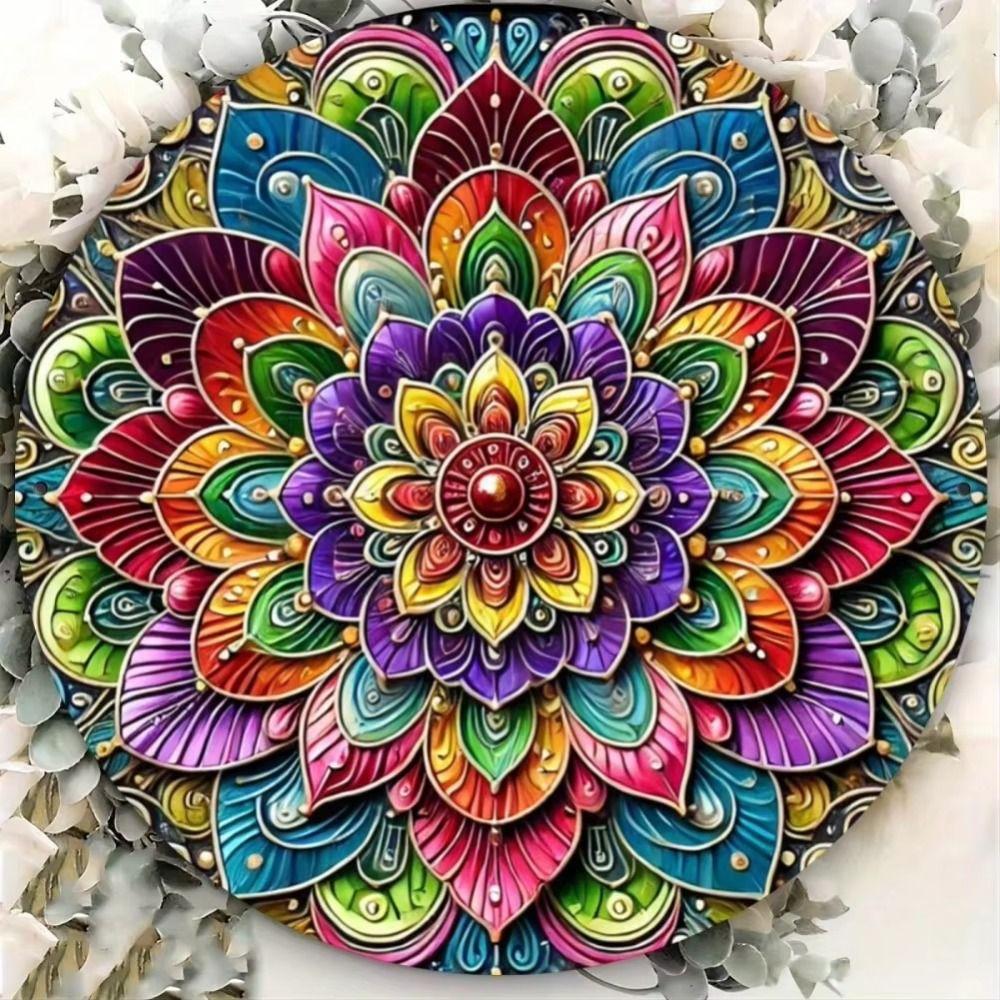 Metal Lotus Mandala Wall Art Spiritual Yoga Decor for Bedroom 20x20 cm