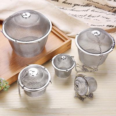 Kräuterkugel Tee Gewürz Sieb Langlebig Silber Wiederverwendbar Edelstahl Maschenwerk Teekessel Verriegelbarer Teefilter Infuser Gewürz Küche 5 Größen