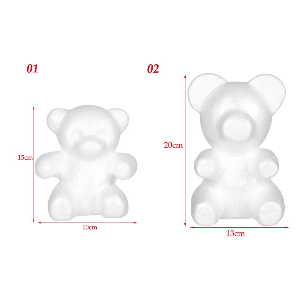 1PC Polystyrene Styrofoam White Foam Bear Mold Artificial Flower Head Rose Bear Valentine's Day Gifts Party Wedding Decoration