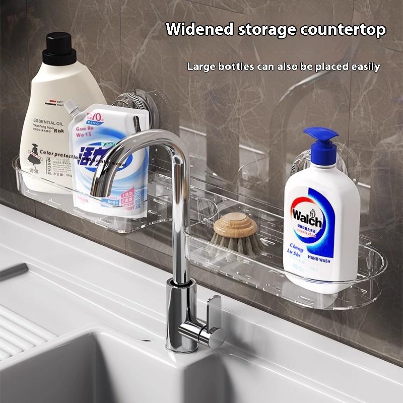 Suction Cup Washbasin Storage Rack Punch-Free Self-Adhesive Organizer for Bathroom Sink Wall Mounted Storage Rack 1PC
