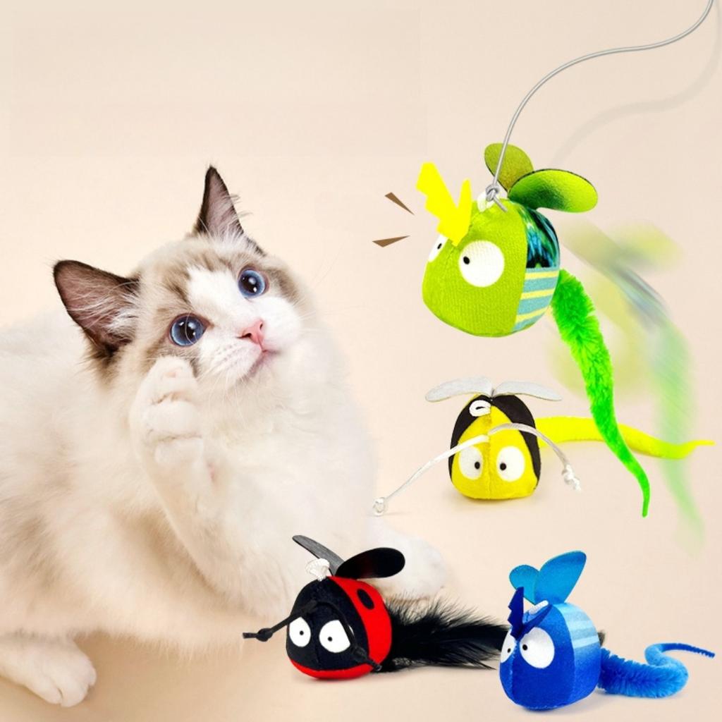 Pet Plush Sounding Toy Hanging Plush Ball Simulation Insect Creative Cat Toy Bite-resistant