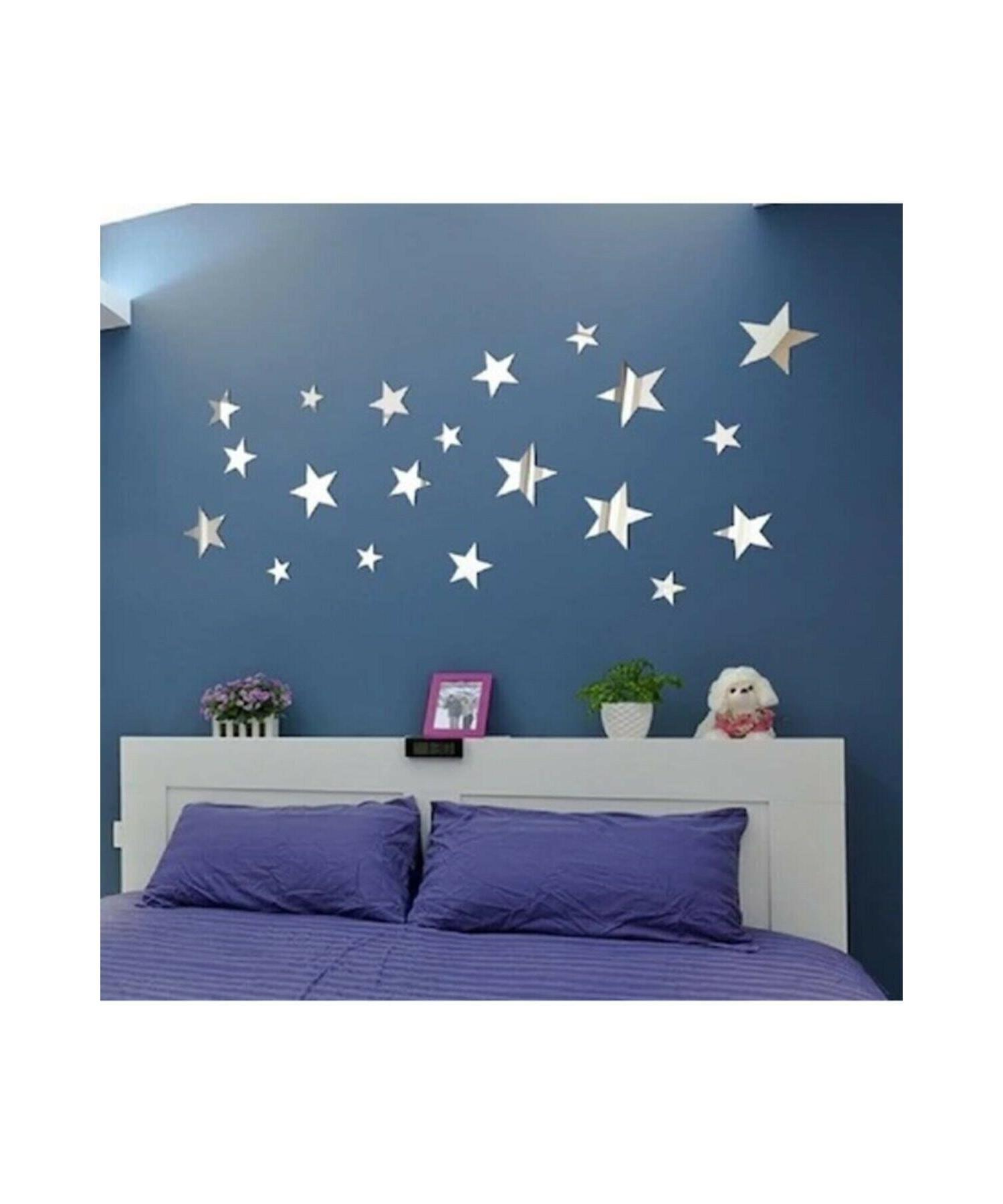 

Kids Baby Room Laser Cut Wooden Plexi Star Decor Silver Plexi 100 Pcs