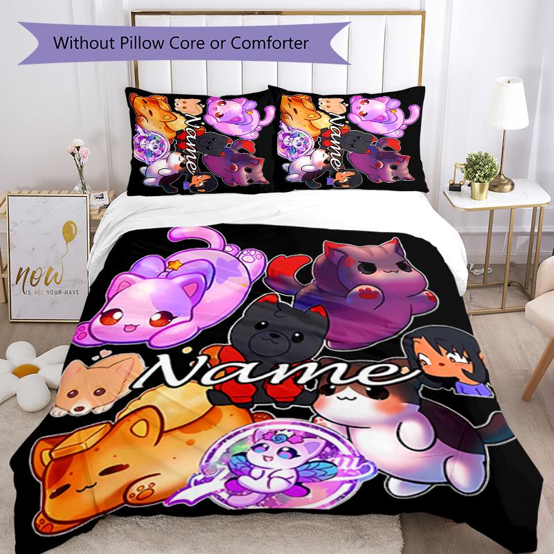 Set Biancheria da Letto Aphmau Personalizzato con Nome 3 Pezzi Copripiumino Chiusura Include 1 Copripiumino & 2 Federe per Tutte le Stagioni Decorazione Camera da Letto