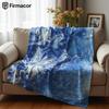 Ocean Marble Cartoon Anime Print Flannel Blanket Soft Warm Throw for Kids Bedroom Sofa Bed Christmas Office Car