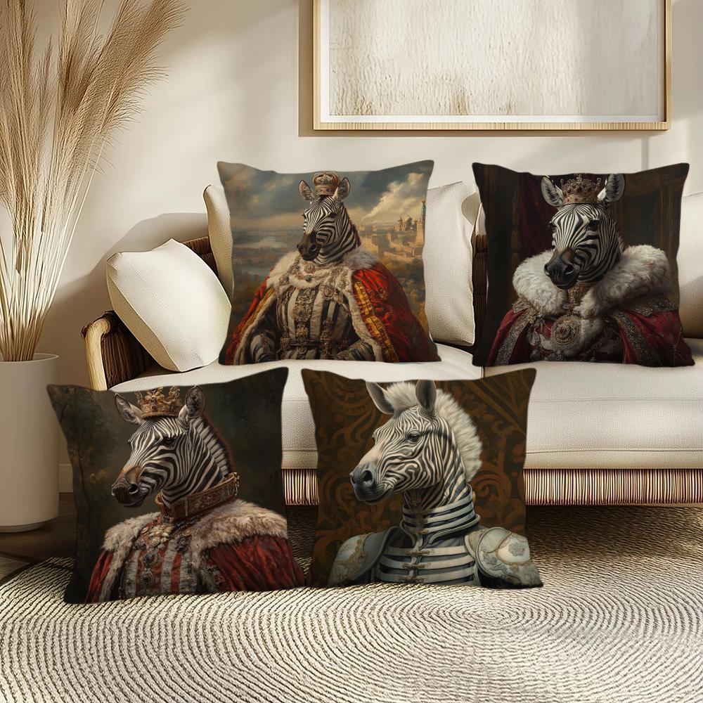 Zebra Dressed Up Portrait Cushion Cover Soft Plush Throw Pillow Cover DoubleSided Printed Cushion Case Sofa Home Decor