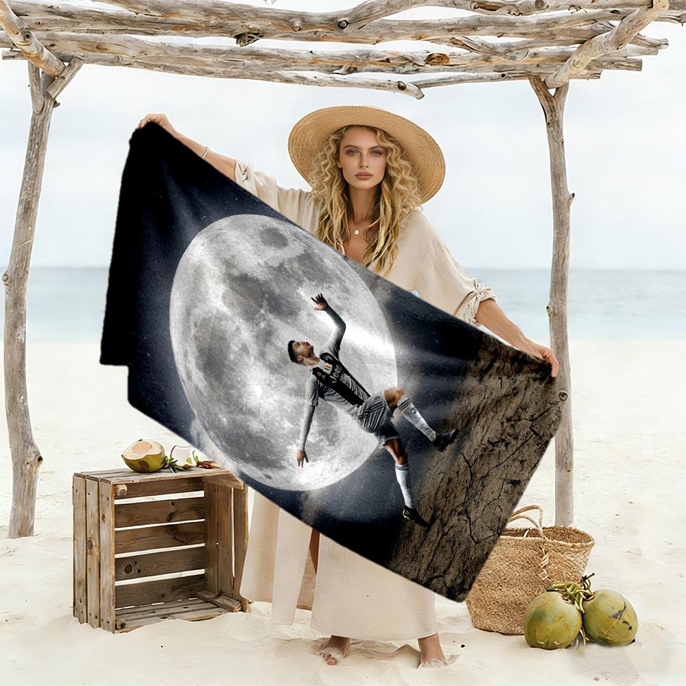 Full Moon Soccer Player Beach Towel Soft Durable Quick-Dry Comfortable Lightweight