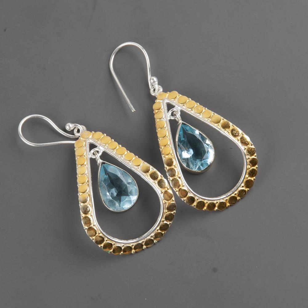 Sky Blue Topaz Earrings Gemstone Jewelry, 925 Solid Sterling Silver Earrings, Handmade Jewelry Birthstone Earrings, Gift For Mother