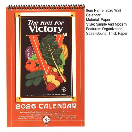 2026 Wall Calendar Jan 2026 - Dec 2026 12 Monthly Planner Spiral-Bound Wall Hanging Calendar for Home Office Kitchen Decor