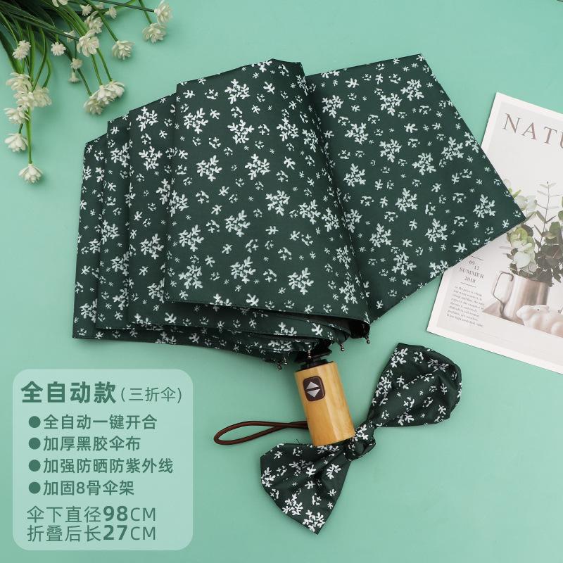 Automatic Sunshade Umbrella with Fresh Floral Design, Suitable for Both Sunny and Rainy Weather, Compact and Portable, Sun Protection Umbrella