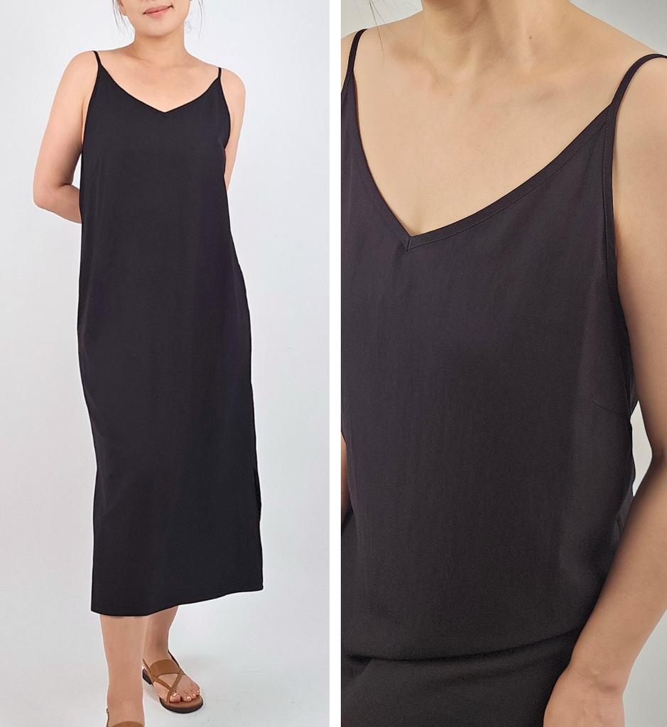 Ellichoi Mulberry Slip Dress [Black]