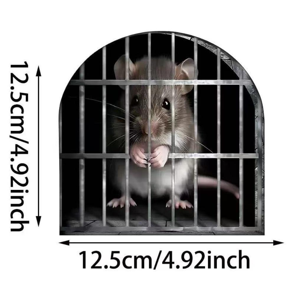 

Mouse Sitting on Toilet in Mouse Hole Decal - Mouse Hole Sticker with 3D Effect 7