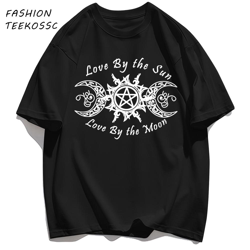 Love By The Sun And Moon Print Mens TShirt Casual Summer T Shirts Oversize AllMatch Man Streetwear Cotton Hip Hop Clothing