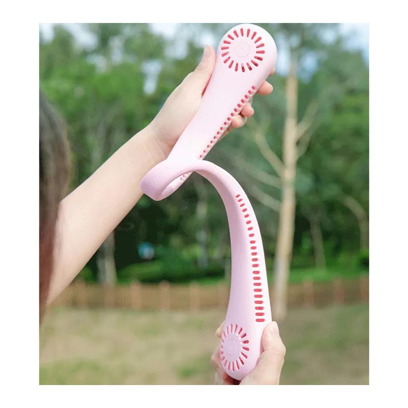 Custom logo Folding Neck Fan Rechargeable Adjustable 3 Speeds Cooling Bladeless Hanging Mini Neck Fan for Kids