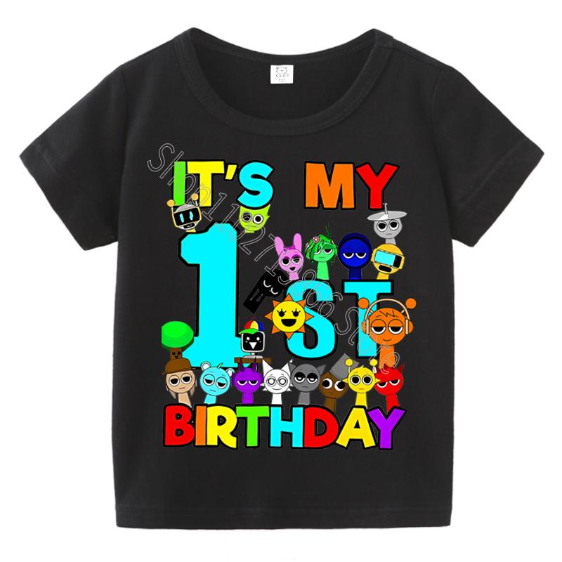 T-shirt Estive a Maniche Corte Stampa Sprunki Incredibox per Bambini Abbigliamento Bambini Ragazzi Ragazze Magliette in Cotone Top Regali per Feste di Compleanno