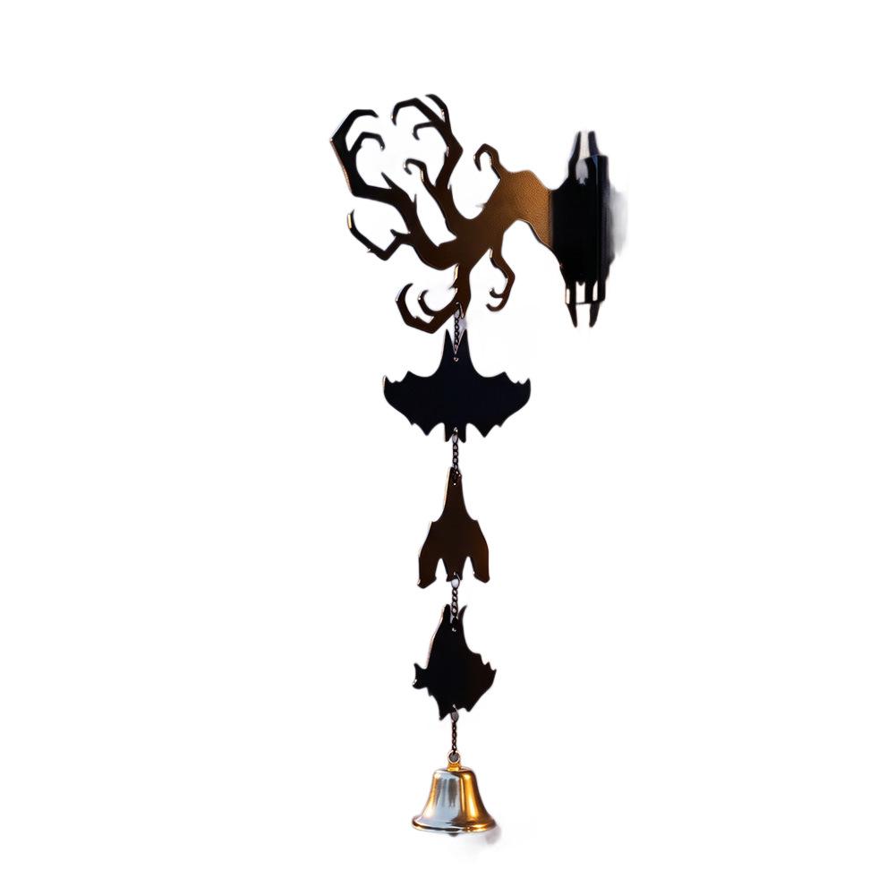 Halloween Wall Pendant Upside‑Down Branch Bat With Bell, Indoor Outdoor Porch Door Wall Hanging Decor,Holiday Ornament