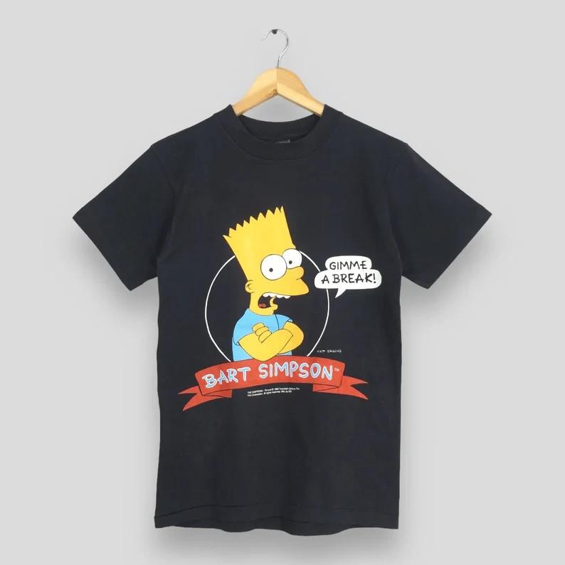 Vintage 90s Bart Simpson Cartoon Tshirt Roller Skate Bart Animated T-Shirt S-5XL XL