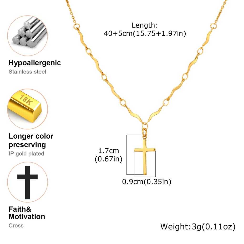 Vintage Jesus Cross Pendant Necklace for Women,Gold Plated Prayer Necklaces,Stainless Steel Jewelry Lucky Gift