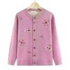Cardigan Sweater Jacket Velvet Old Lady Autumn Clothes Mother Two-piece Set Elderly Winter Wear Warm Clothes Set