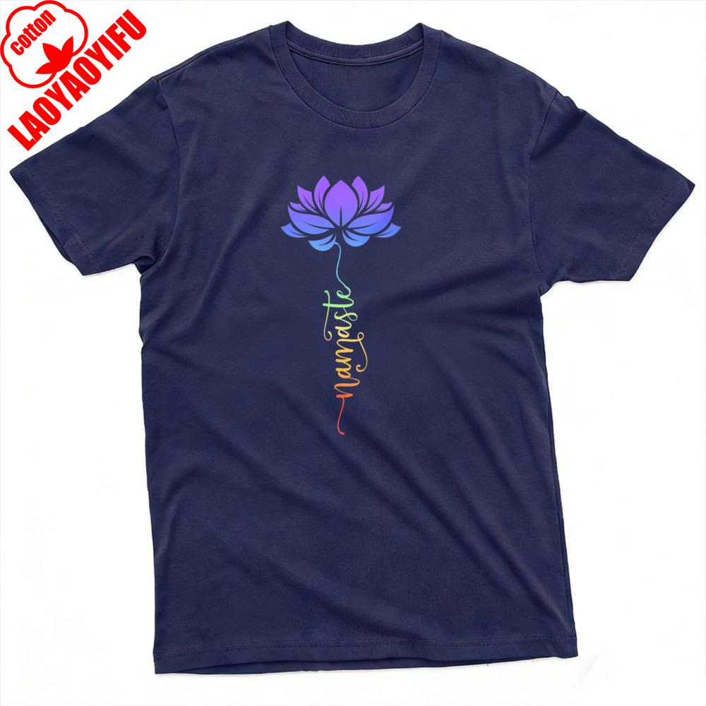 Lotus Flower Namaste Summer Men TShirt Yoga Style Casual Wear for Yoga Clothes Casual Oneck T Shirit Aesthetic Shirt
