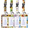 Fashionable ID  Badge  Holder  Set Colorful Floral Sunflower Printing Lanyard ID Card Sleeve With