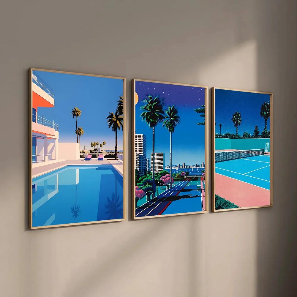 Japan Beach City Summer Canvas Painting Hiroshi Nagai Vaporwave Poster Home Living Room Bedroom Bar Cafe Art Decor